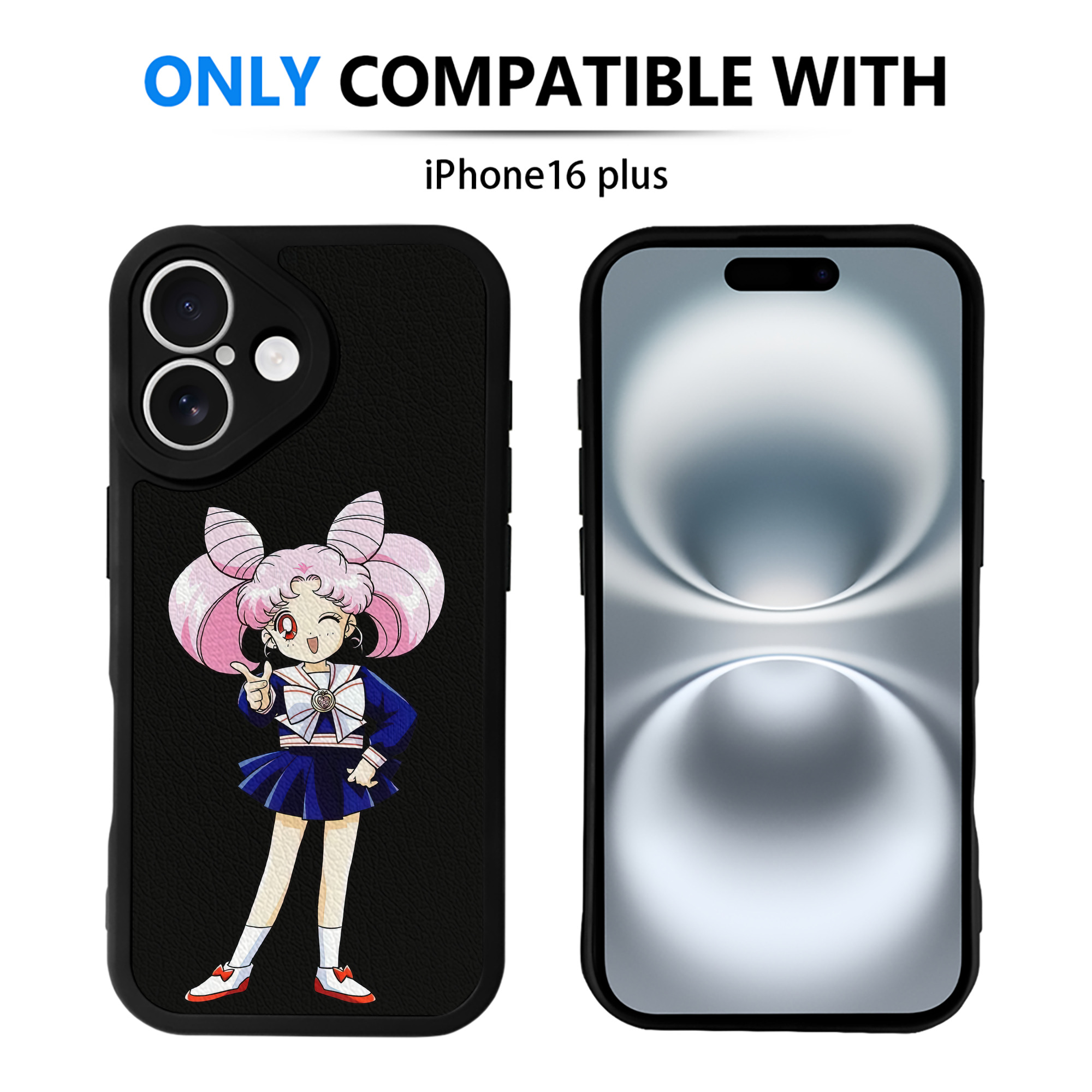 （画像用） 美少女戦士セーラームーン ちびうさ Sailor Moon Chibiusa Tsukino Usagi Small Lady Serenity 【iPhone 16シリーズ対応】シリコンスマホケース（レザー調） 材質：シリコン